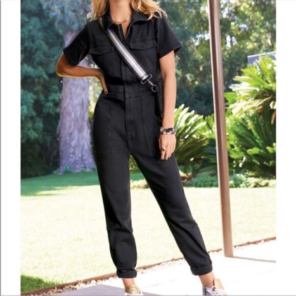 Good American Fit For Success Zippered Jumpsuit Black size 2 (medium)